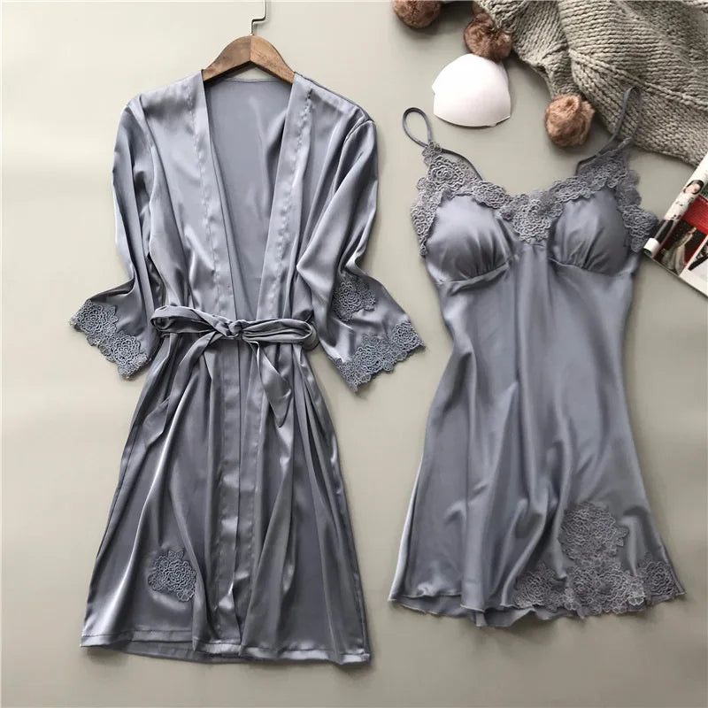Silk Satin Two Piece Pajamas