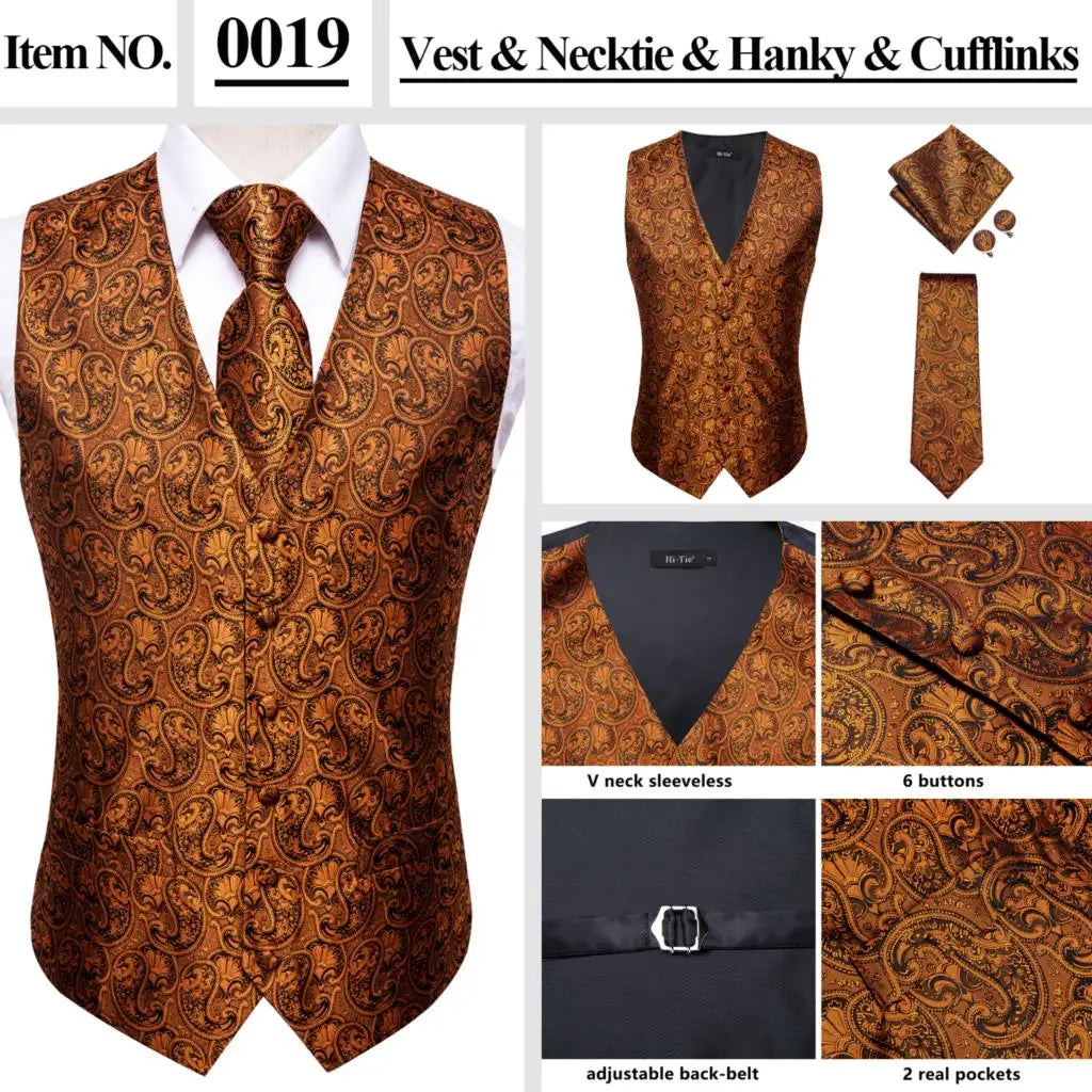 Men’s Silk Jacquard Suit Vest Set
