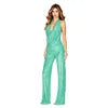 Crimson Sequin Halter Backless Jumpsuit