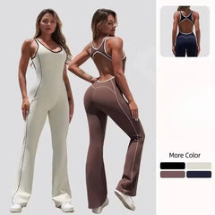 Seamless Backless Yoga Jumpsuit Set