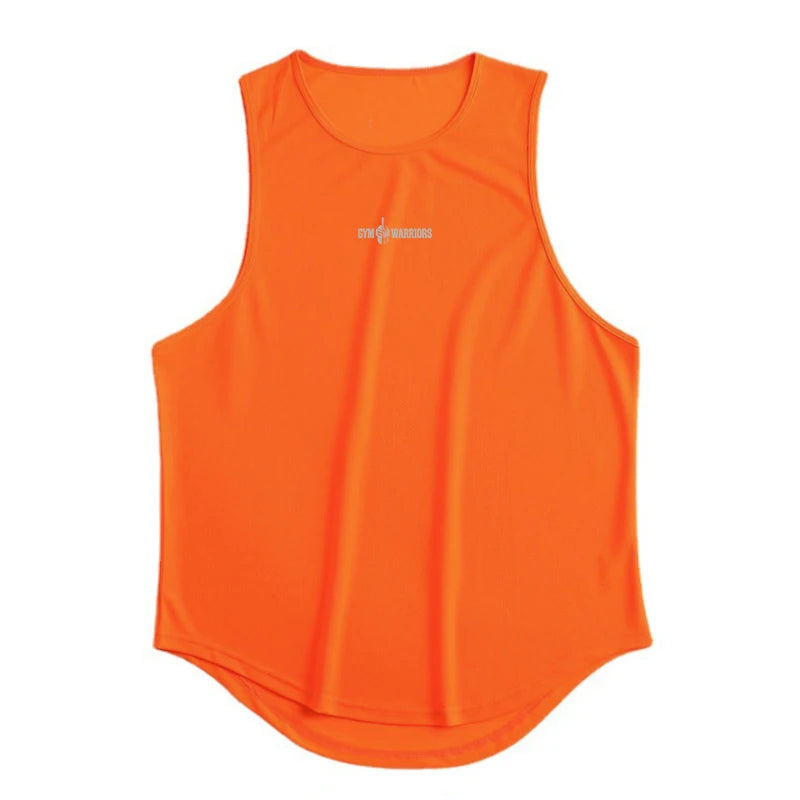 Gym Tank Tops Bodybuilding Fitness Sleeveless T Shirt Men Mesh Printed Workout Stringer Singlets Summer Casual Sports Vest Men