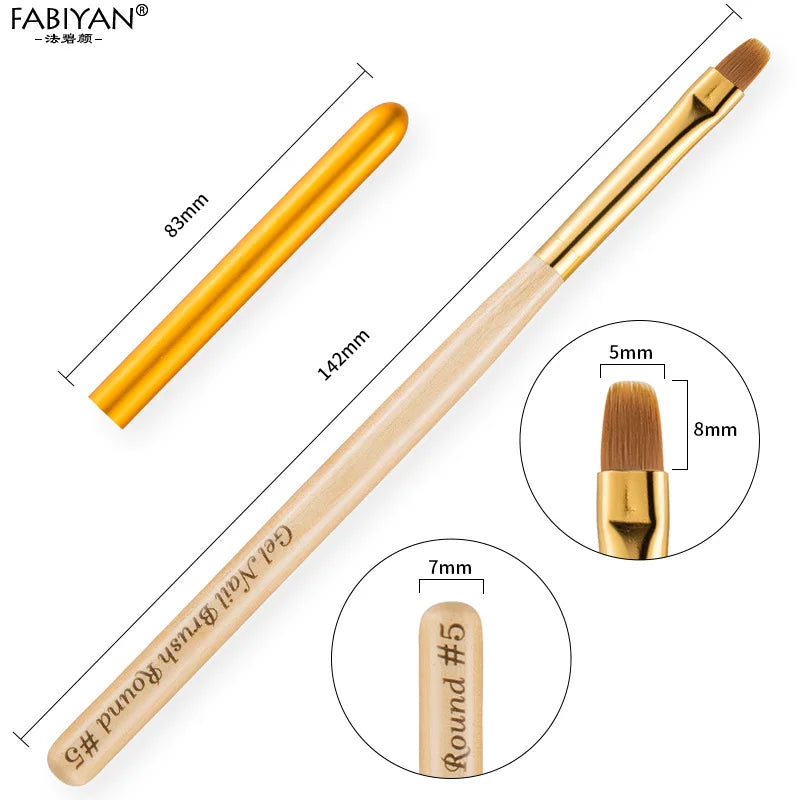 Nail Art Brush Painting Drawing Carving Pen Wooden Handle Round Manicure Tools Design Flower Acrylic Tips UV Gel Polish