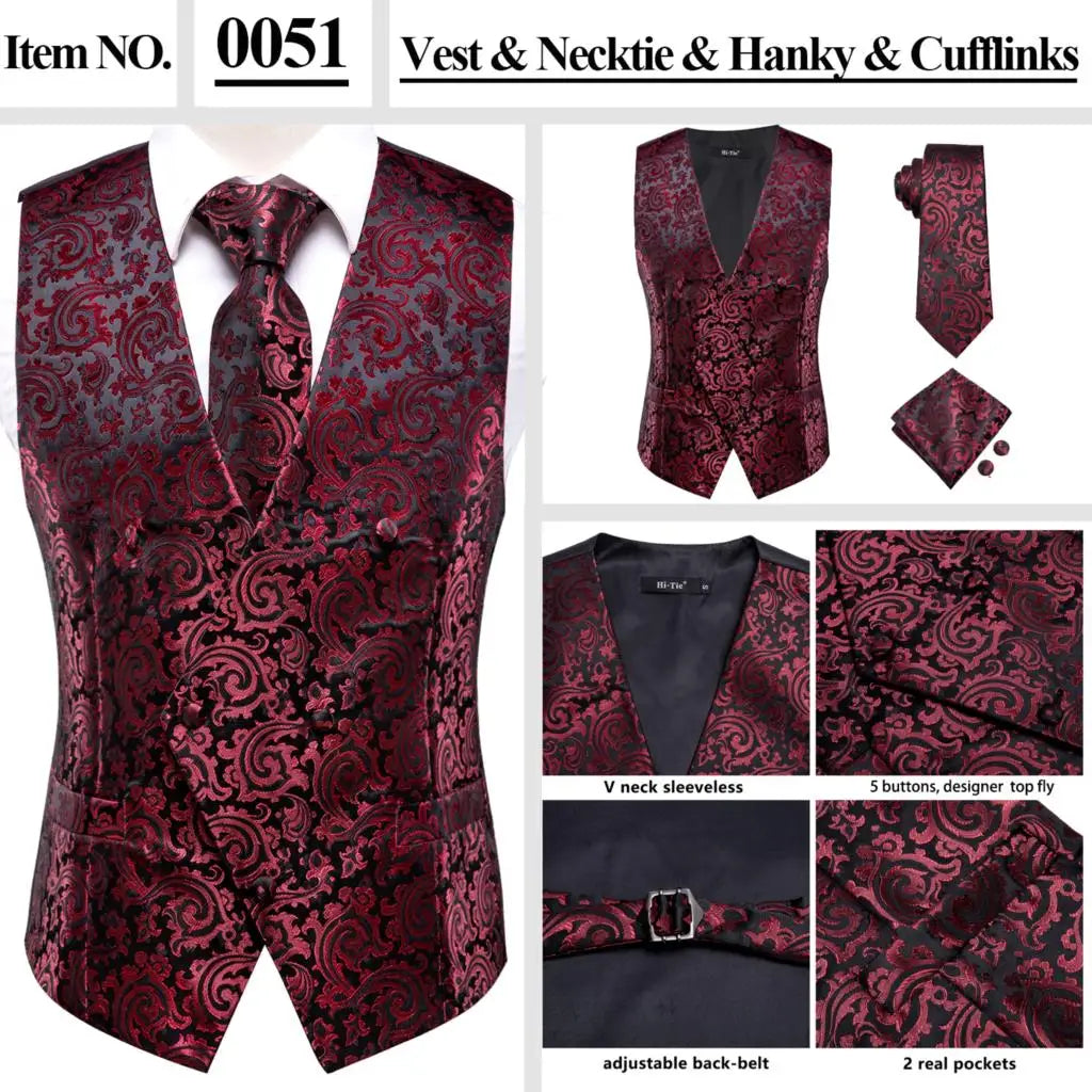 Men’s Silk Jacquard Suit Vest Set