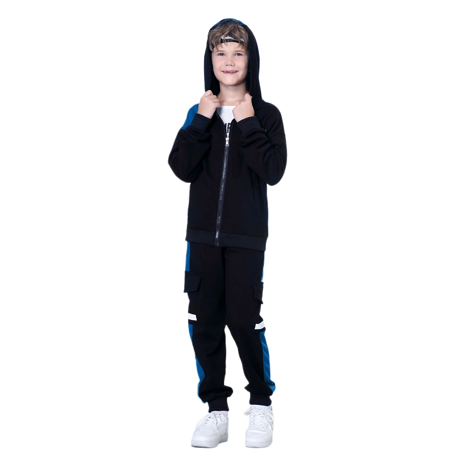 Kids Tracksuits,Teen Boys School Sweatsuits,Fashion Cotton Hooded Tops + Pants Set,Soft Children's Long Sleeve Sportswear