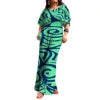 Polynesian Print Half-Sleeve Romper
