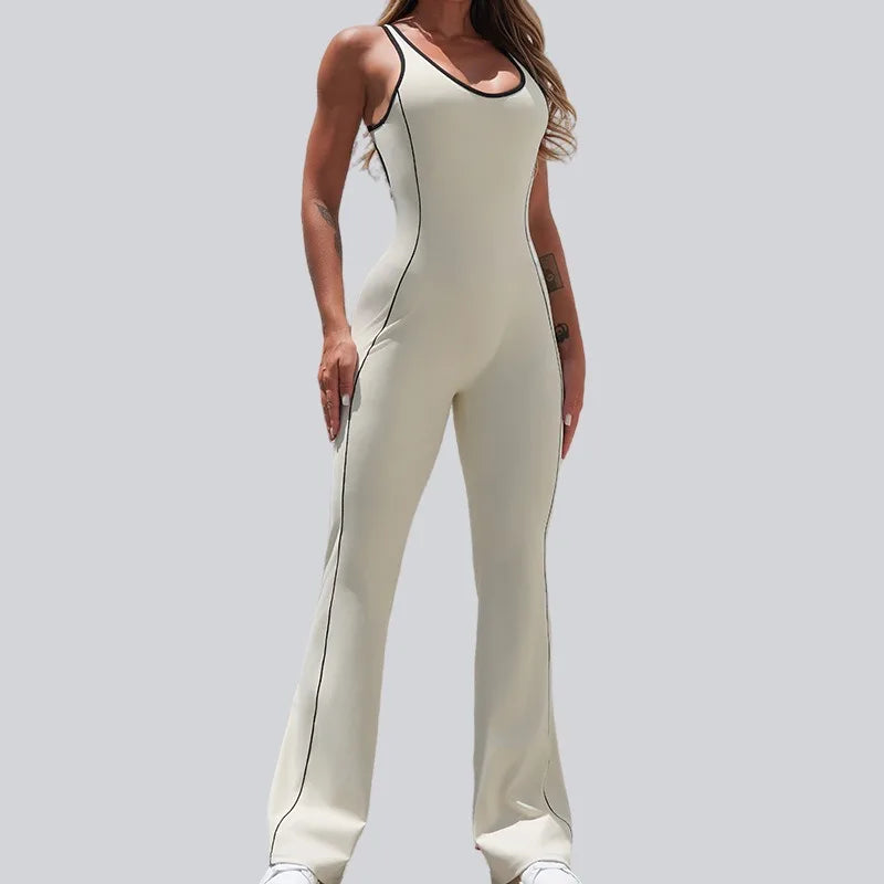 Seamless Backless Yoga Jumpsuit Set
