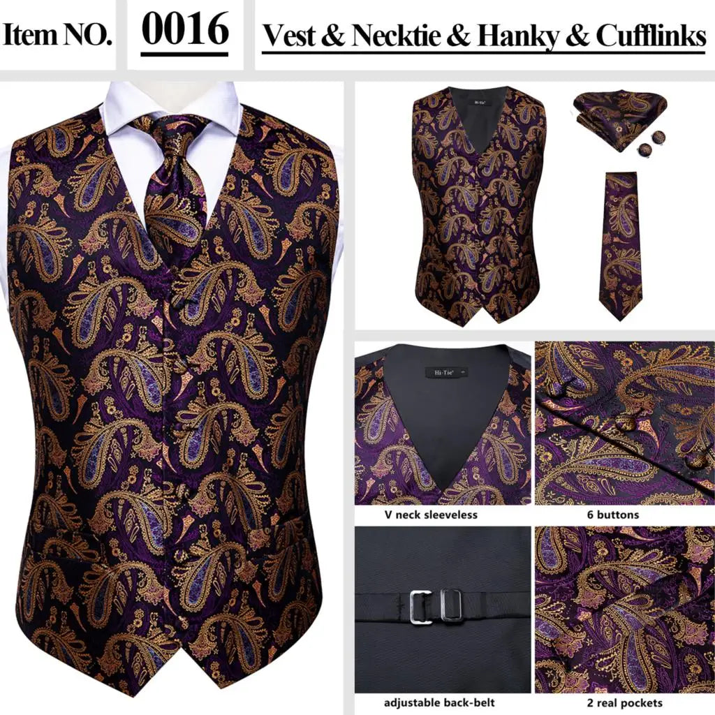Men’s Silk Jacquard Suit Vest Set