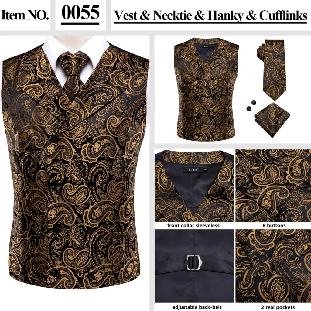 Men’s Silk Jacquard Suit Vest Set