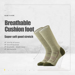 3 Pack Men's Merino Wool Cushion Crew Socks for Outdoor Hiking Hike Trail Performance Moisture Wicking Lightweight All Seasons