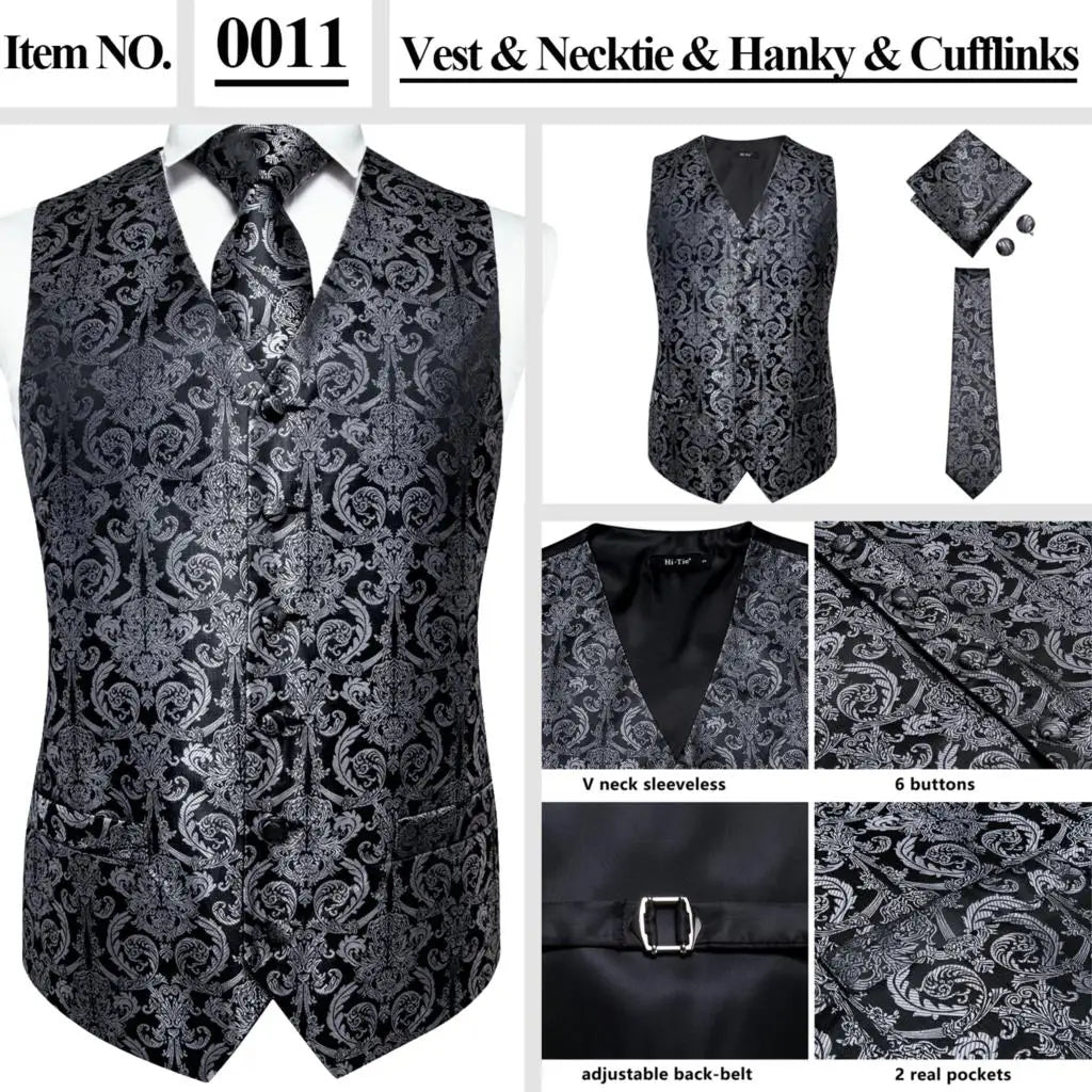 Men’s Silk Jacquard Suit Vest Set
