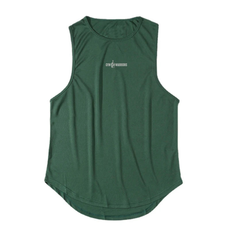 Gym Tank Tops Bodybuilding Fitness Sleeveless T Shirt Men Mesh Printed Workout Stringer Singlets Summer Casual Sports Vest Men