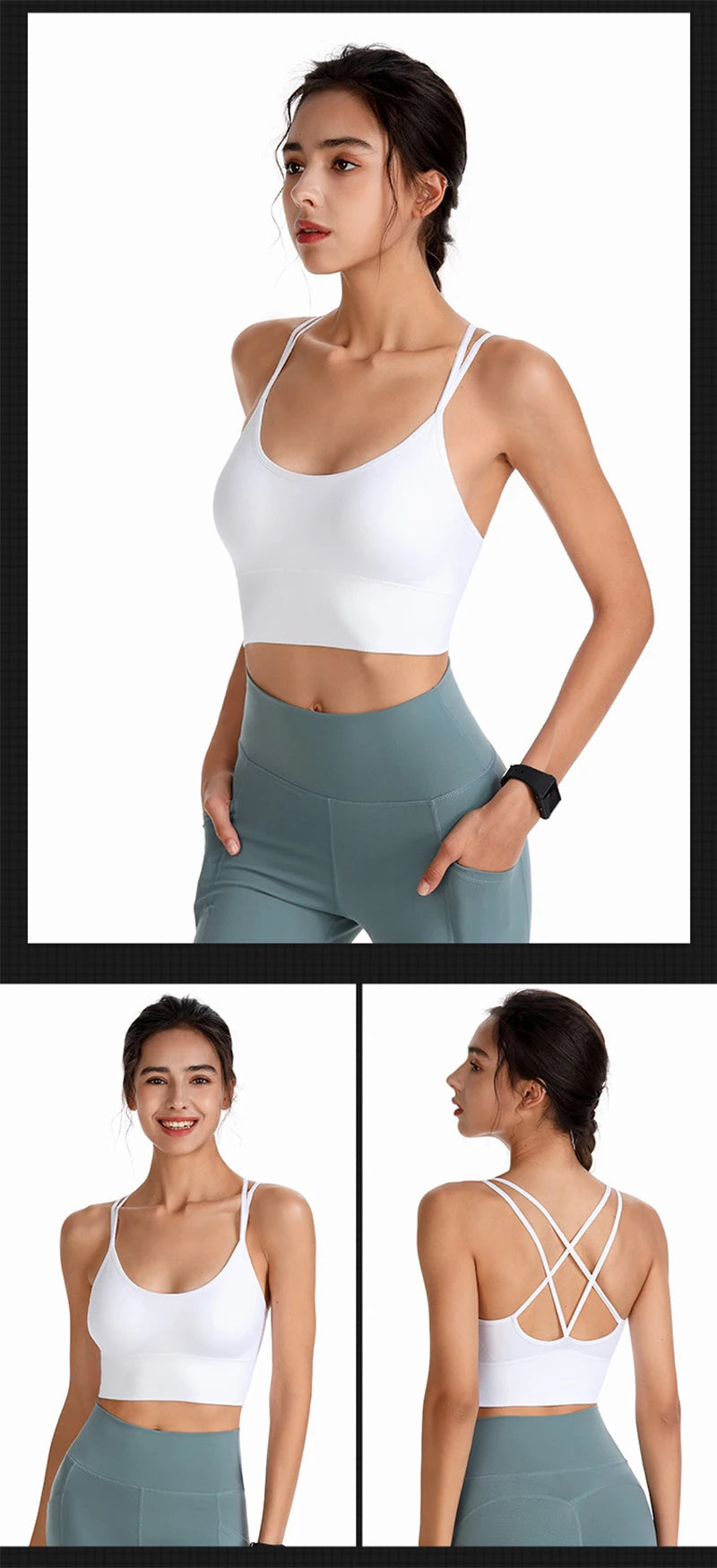 Sports Bra Womens Cross Back Sport Bras Padded Strappy Cross Cropped Bras Yoga Crop Top Workout Fitness Bras Bralette