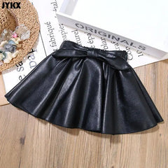 Kids Pleated PU Mini Skirt