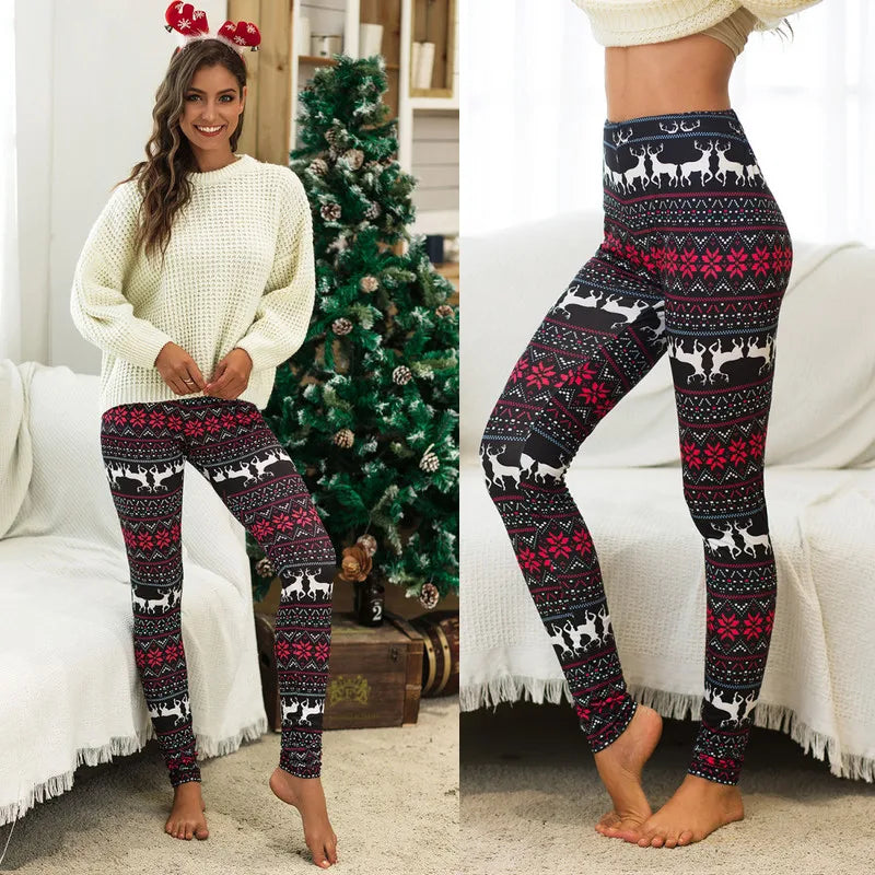 Christmas Leggings  Fashion Milu Deer Printing Festival Ultra Soft Brushed Pants Ankle Length Black Deals