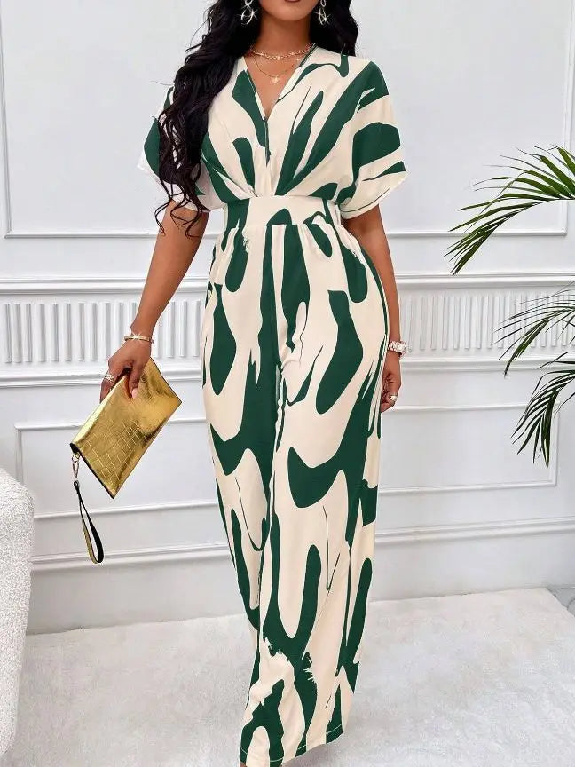 Printed Wide Leg Summer Jumpsuit