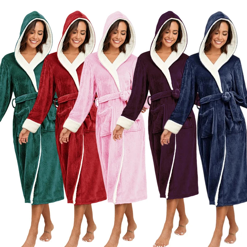 Women Luxury Fleece Bathrobe