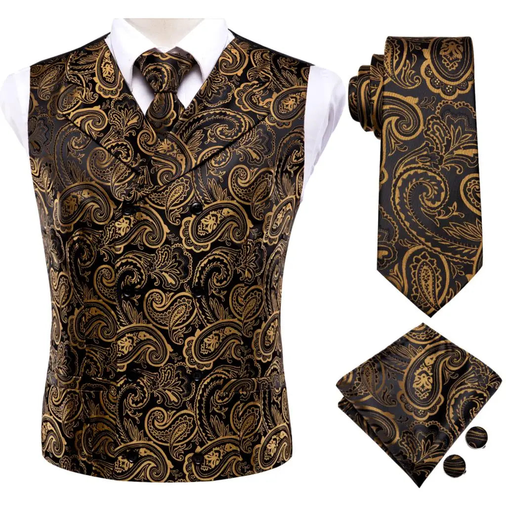 Men’s Silk Jacquard Suit Vest Set
