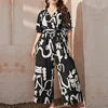 Retro V Neck Wide Leg Jumpsuit