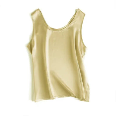 Tank Tops Women 100% Real Silk Blouse Sleeveless Shirts Satin Tunic Tops Summer Loose Casual Solid Plus Size S-XXL