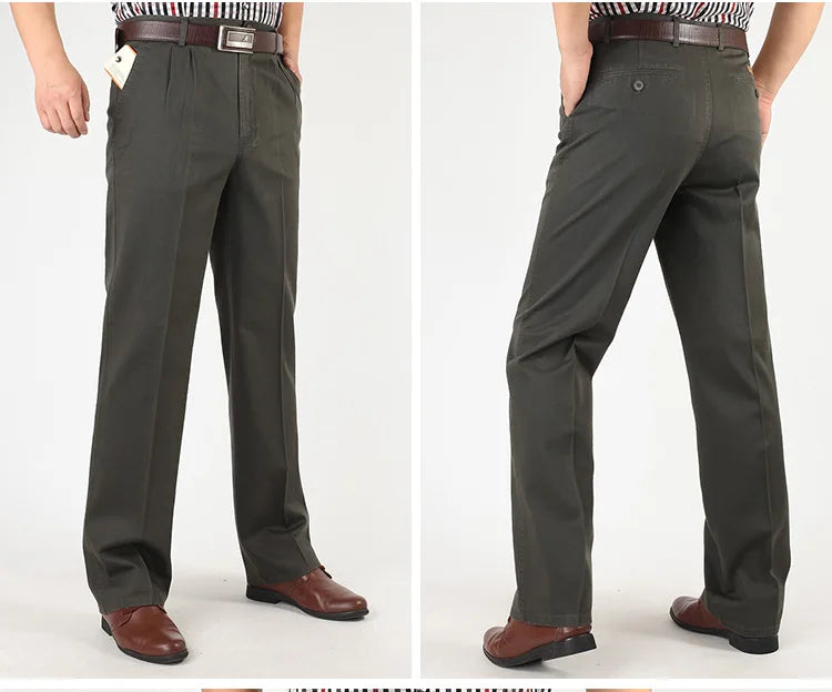 Classic Pleated Cotton Business Trousers