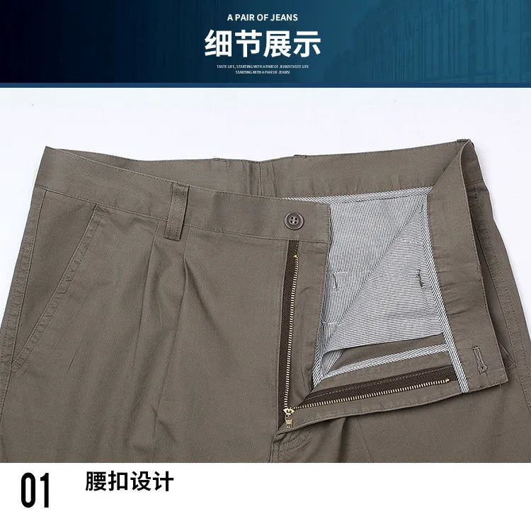 Classic Pleated Cotton Business Trousers