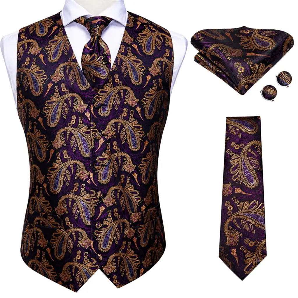Men’s Silk Jacquard Suit Vest Set