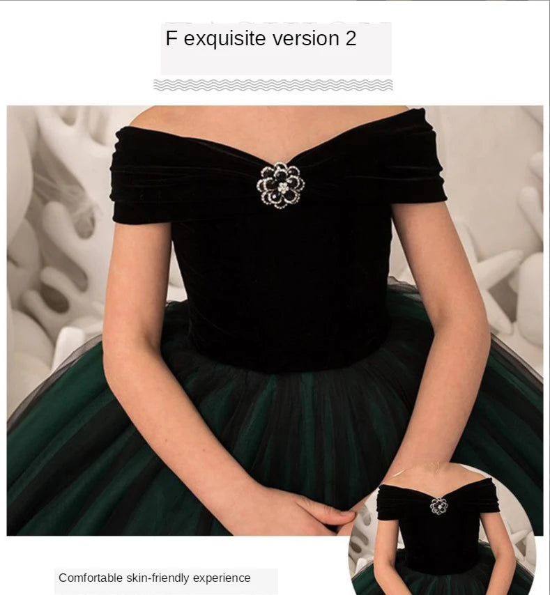 Green Tulle Girls Prom Gown