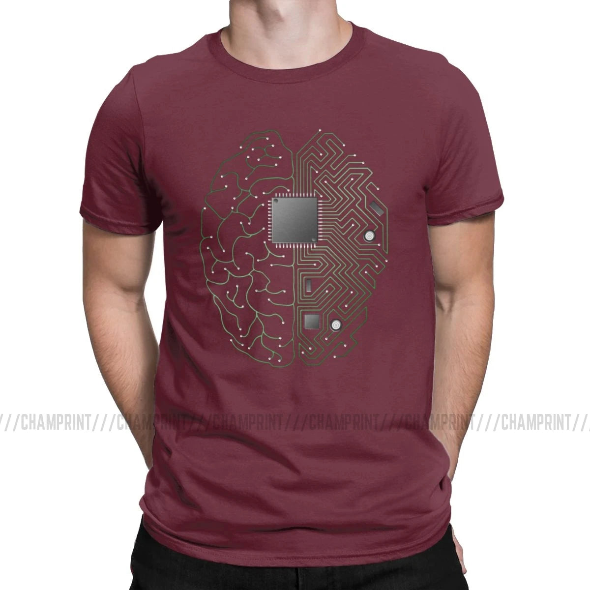 Men T-Shirts The Brain Electronic Circuit Board Novelty Tees Computer Chip Engineers Developer Geek T Shirts Original Clothing