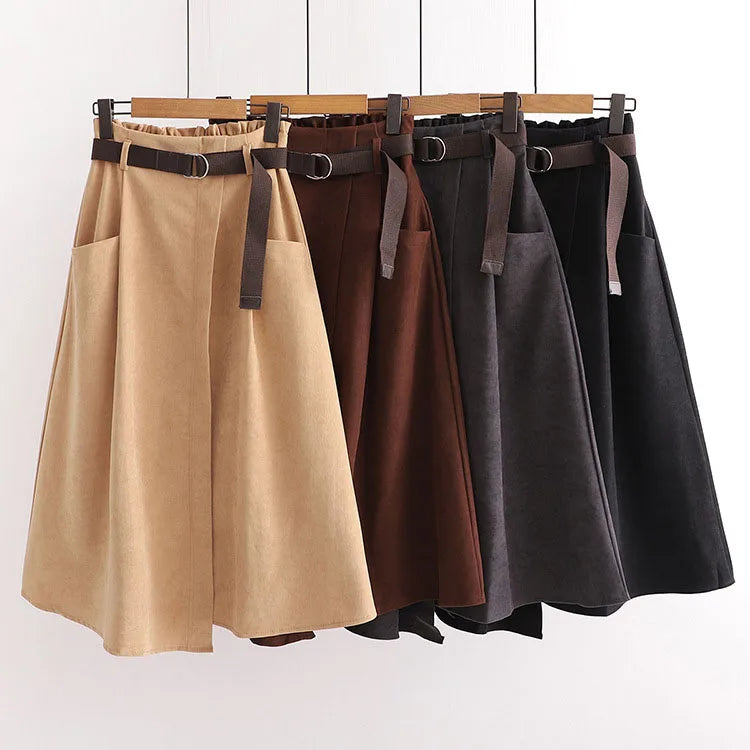 Irregular Pocket High Waist Midi