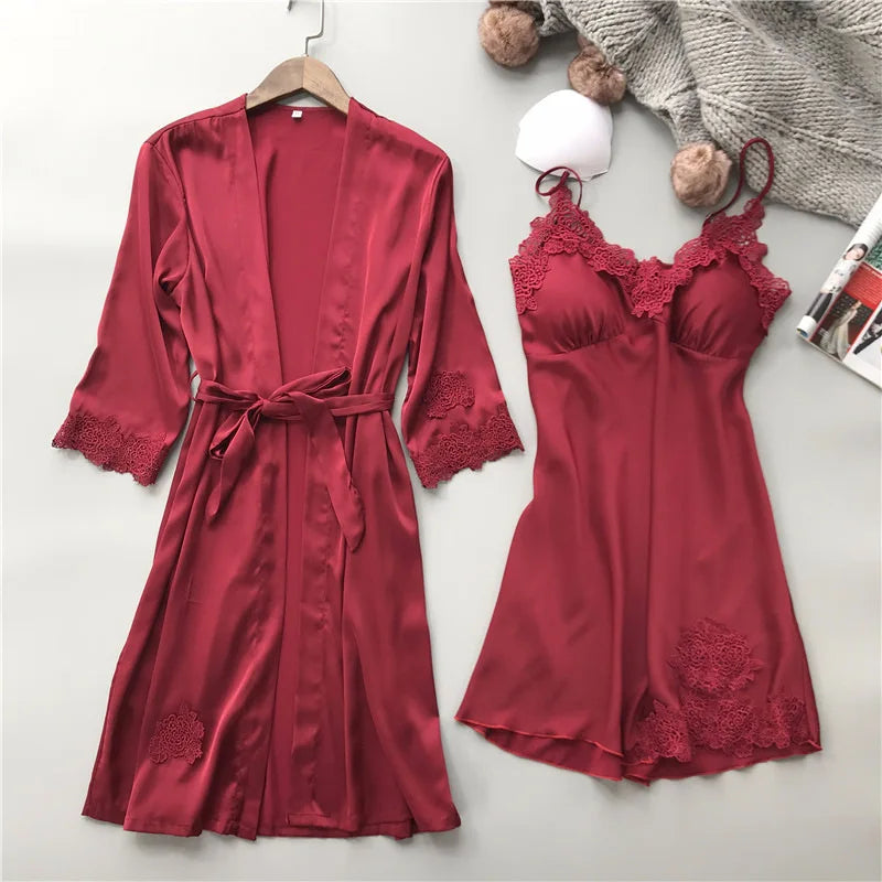 Silk Satin Two Piece Pajamas