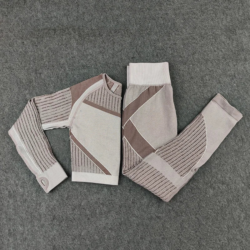 Women Workout Fitness Outfits Hollow Mesh Sports Sets Running Set High Waist Gym Sets Energy Seamless Yoga Suits New 2 Pcs Sets