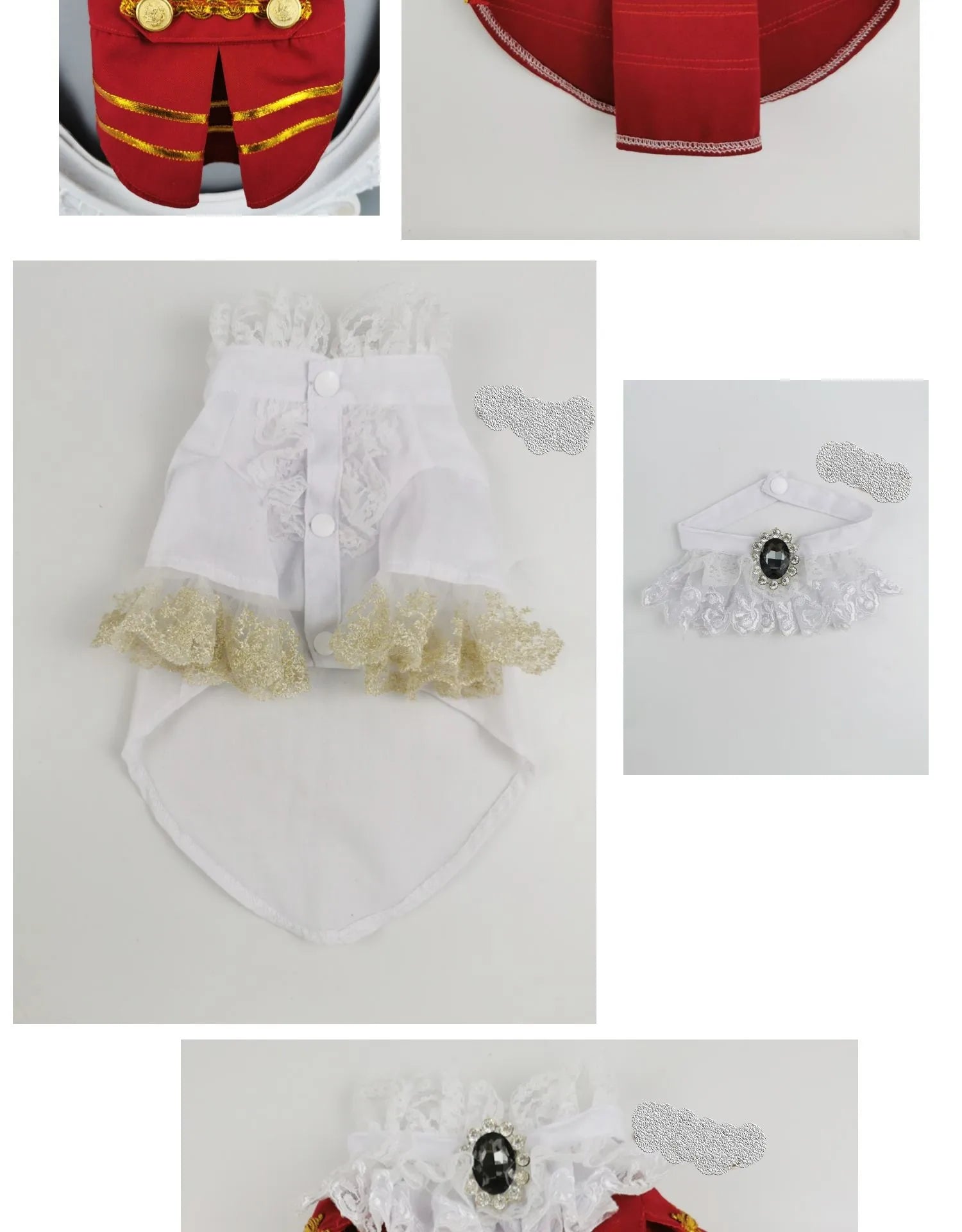 Handmade Unique Design Dog Clothes European Court Style Pet Costume Suit Lace Cuffs Collar Twin Sets Apparel Cat Poodle Maltese