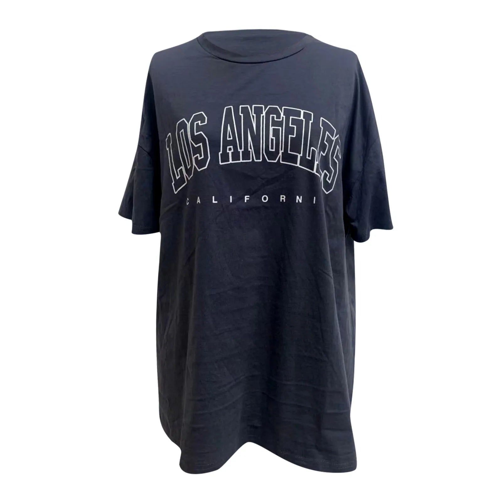 Fashion Women's T-shirts LOS ANGELES Letter Prints T Shirt Women 2021 O-Neck Oversized Loose Short Sleeve Summer Tops Streetwear