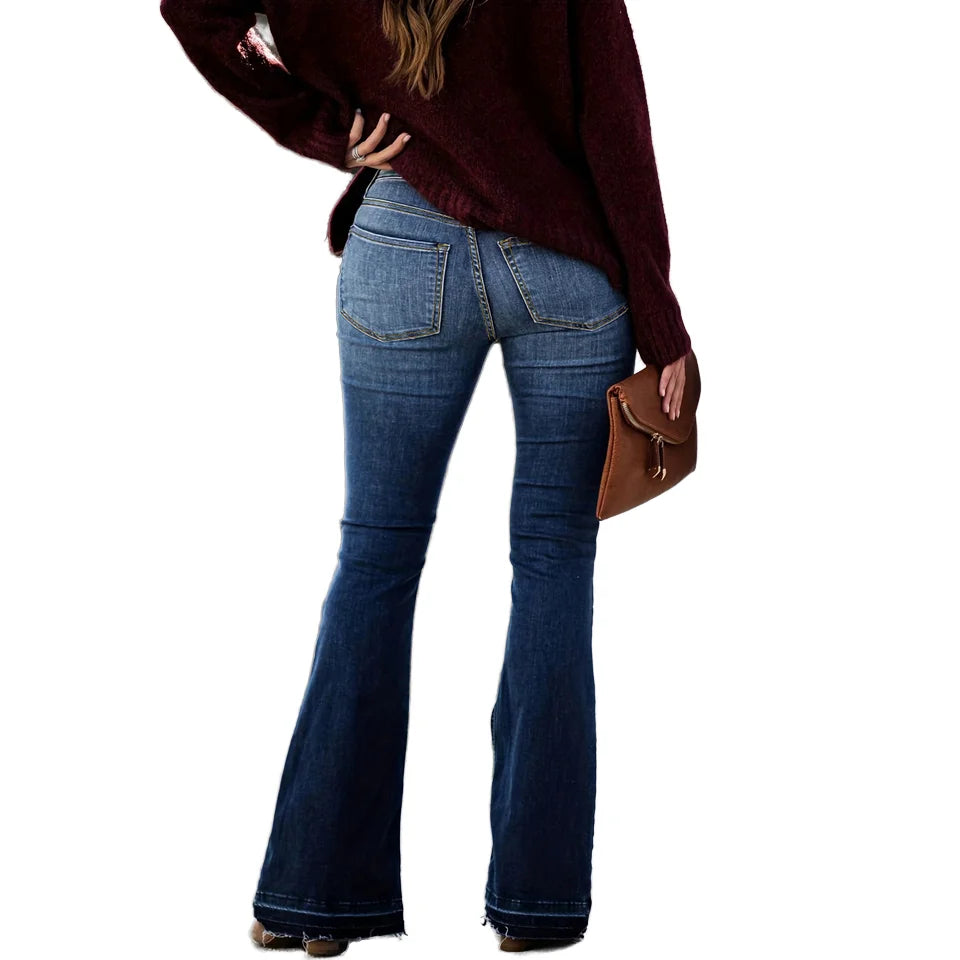Wide Leg Flared Denim Jeans