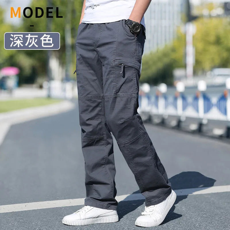 Loose Cotton Cargo Work Pants