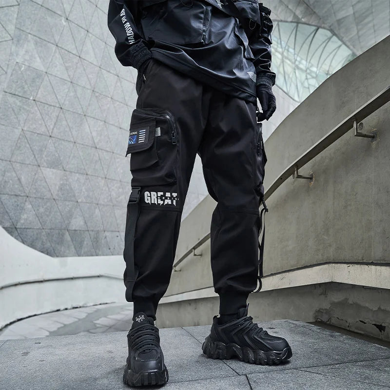 New Joggers Cargo Pants Men Fashion Ribbons Pocket Harem Trousers Sweatpants Men Hip Hop Harajuku Streetwear Casual Pants
