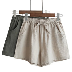 Women's high waisted shorts, fashionable and casual cotton and linen shorts, street wear, women's shorts