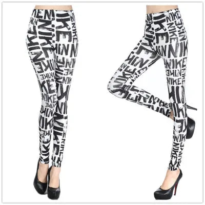 Women Leggings High Waist Cartoon Comic Beauty Print Trousers Soft Female Casual Elastic Pant