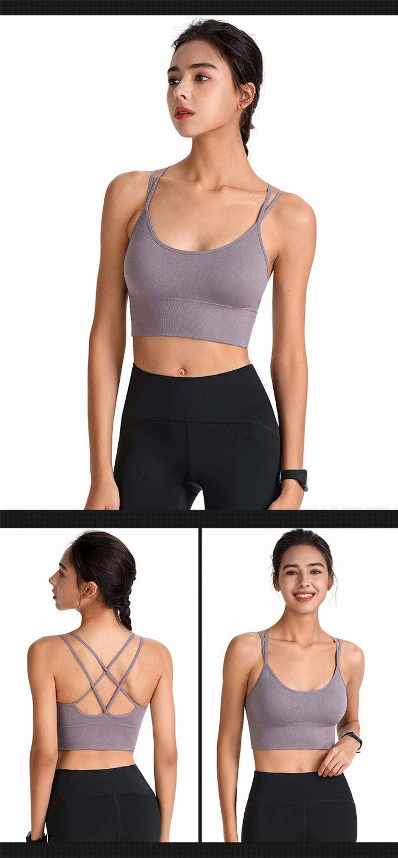 Sports Bra Womens Cross Back Sport Bras Padded Strappy Cross Cropped Bras Yoga Crop Top Workout Fitness Bras Bralette