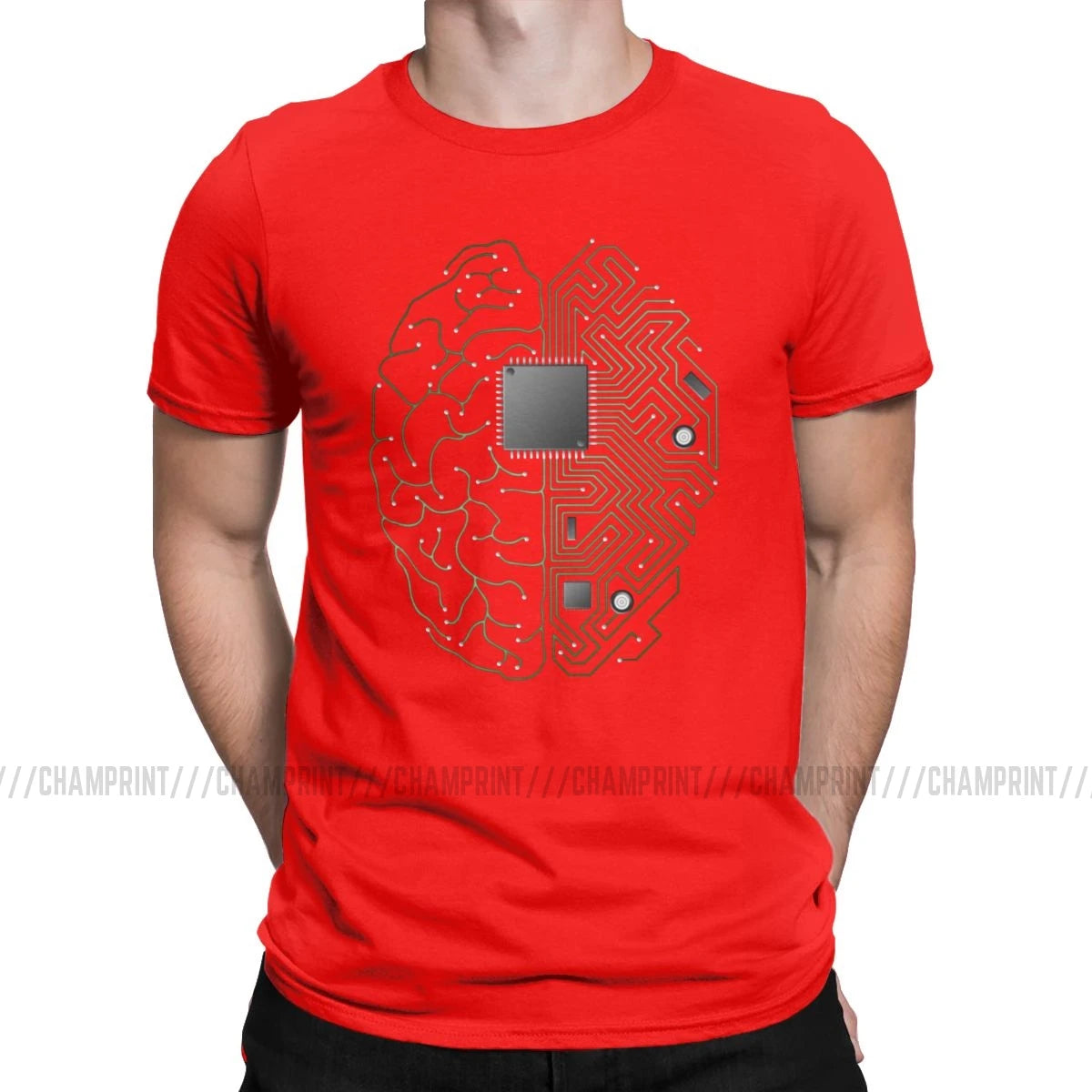 Men T-Shirts The Brain Electronic Circuit Board Novelty Tees Computer Chip Engineers Developer Geek T Shirts Original Clothing