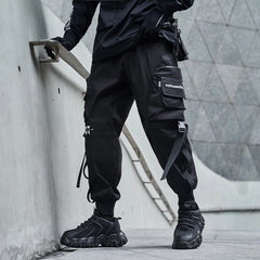New Joggers Cargo Pants Men Fashion Ribbons Pocket Harem Trousers Sweatpants Men Hip Hop Harajuku Streetwear Casual Pants