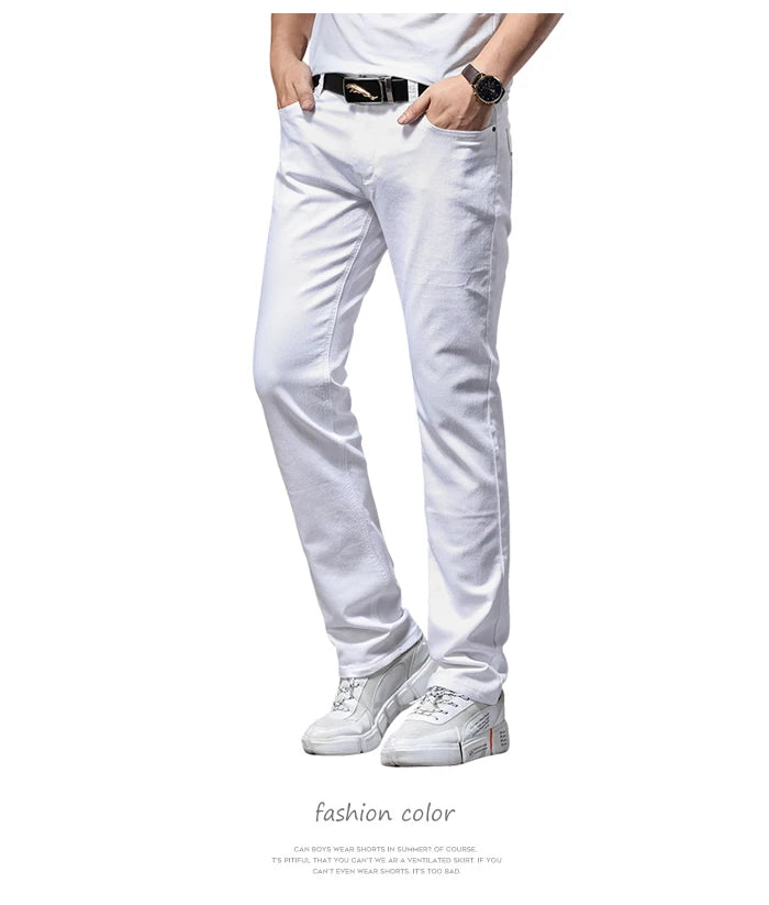 Slim Fit White Stretch Jeans