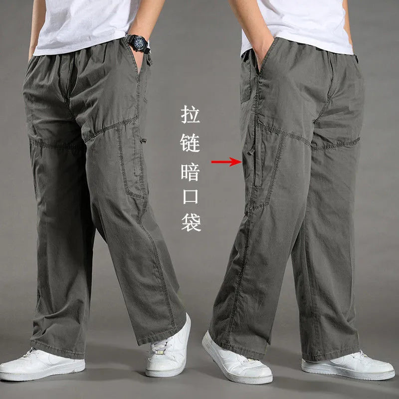Loose Cotton Cargo Work Pants