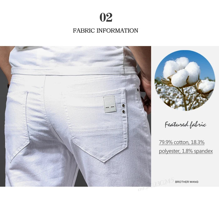 Slim Fit White Stretch Jeans