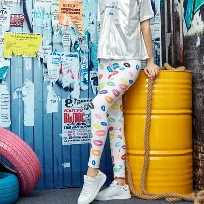 Women Leggings High Waist Cartoon Comic Beauty Print Trousers Soft Female Casual Elastic Pant