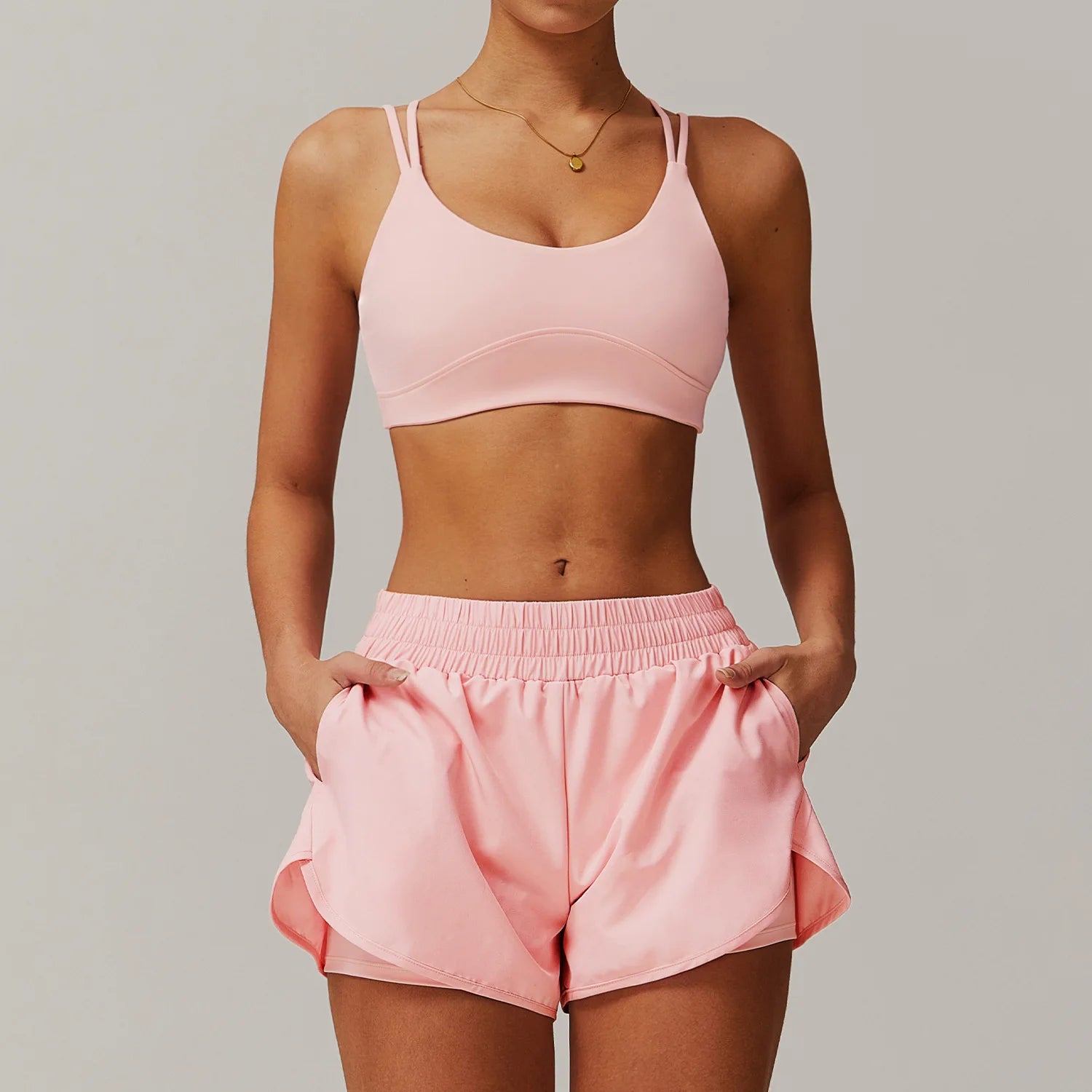 High Waist Sports Shorts Set