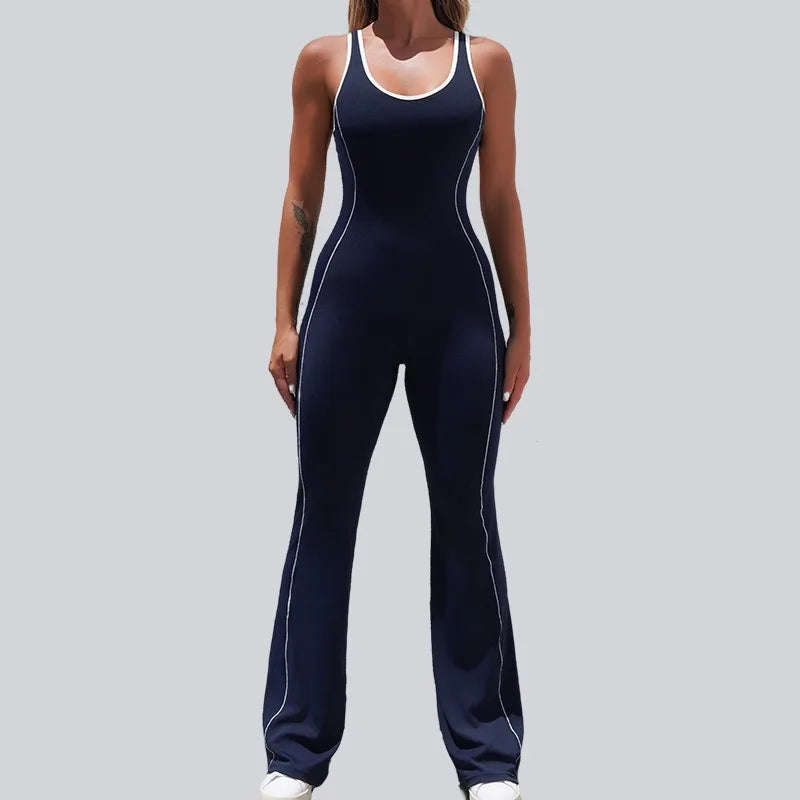 Seamless Backless Yoga Jumpsuit Set