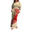 Polynesian Print Half-Sleeve Romper