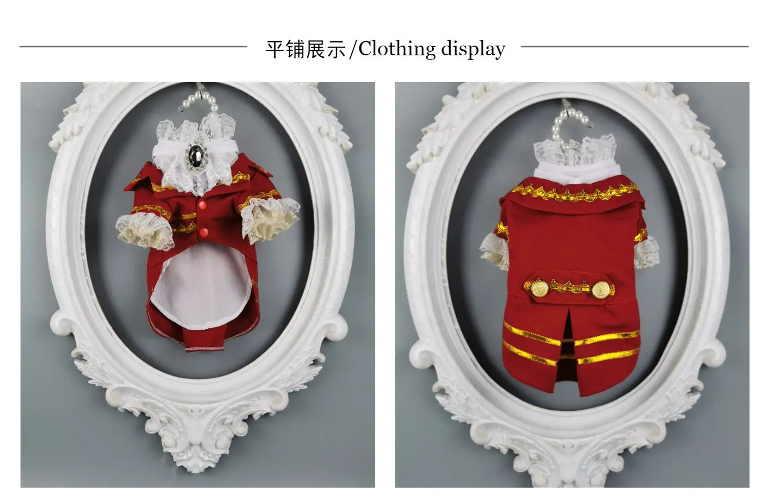 Handmade Unique Design Dog Clothes European Court Style Pet Costume Suit Lace Cuffs Collar Twin Sets Apparel Cat Poodle Maltese