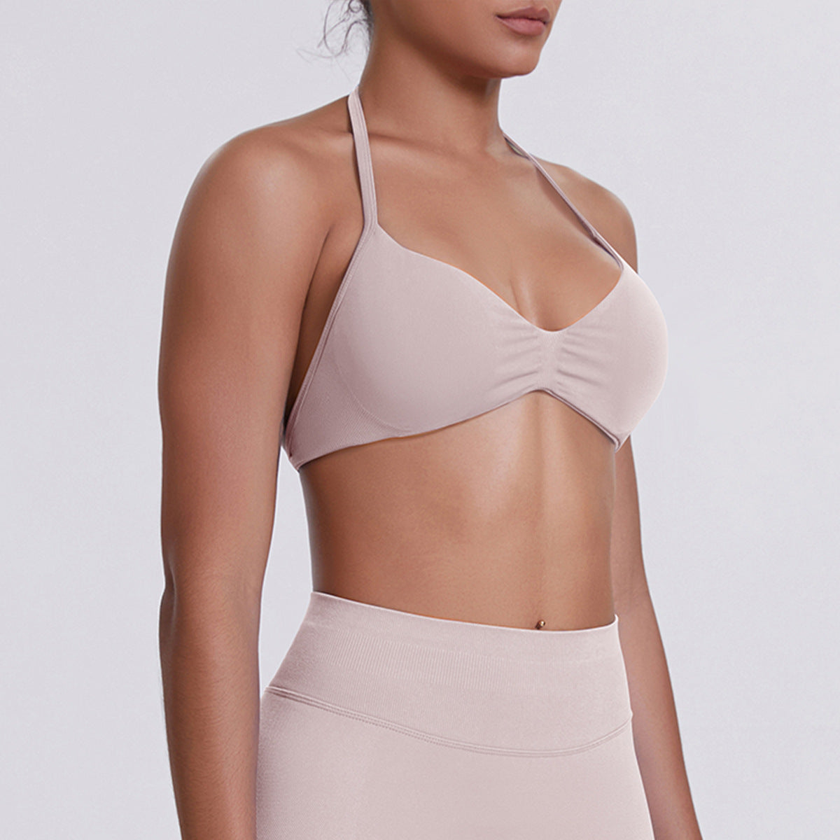 Sport Bra Strappy Bra Top Women High Support Thin Strap Halter Sport Seamless Bras Scrunch Workout Yoga Tank